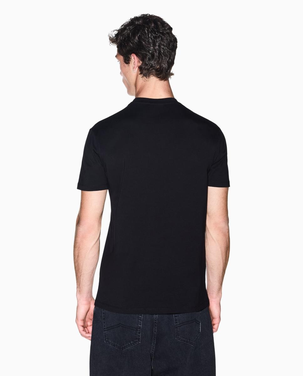 T-shirt de Manga Curta com Logótipo em Aplique Flocado Preto-2