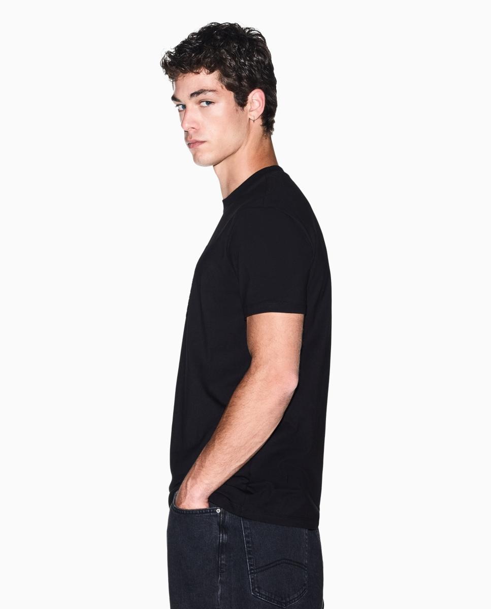 T-shirt de Manga Curta com Logótipo em Aplique Flocado Preto-4