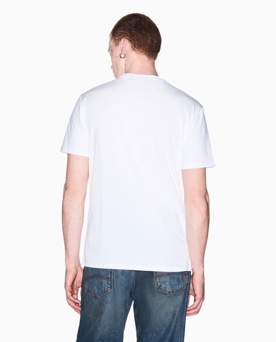 T-shirt de Manga Curta com Logótipos em Contraste Cru-2