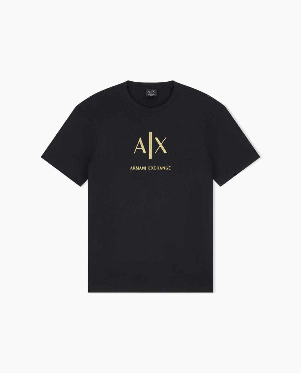 T-shirt de Manga Curta com Logótipo Gold Preto-6