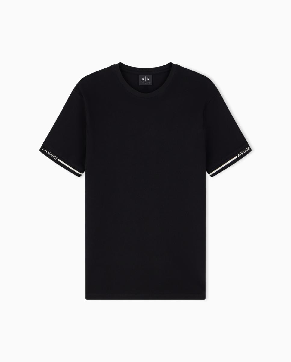 T-shirt de Manga Curta em Piqué Preto-5