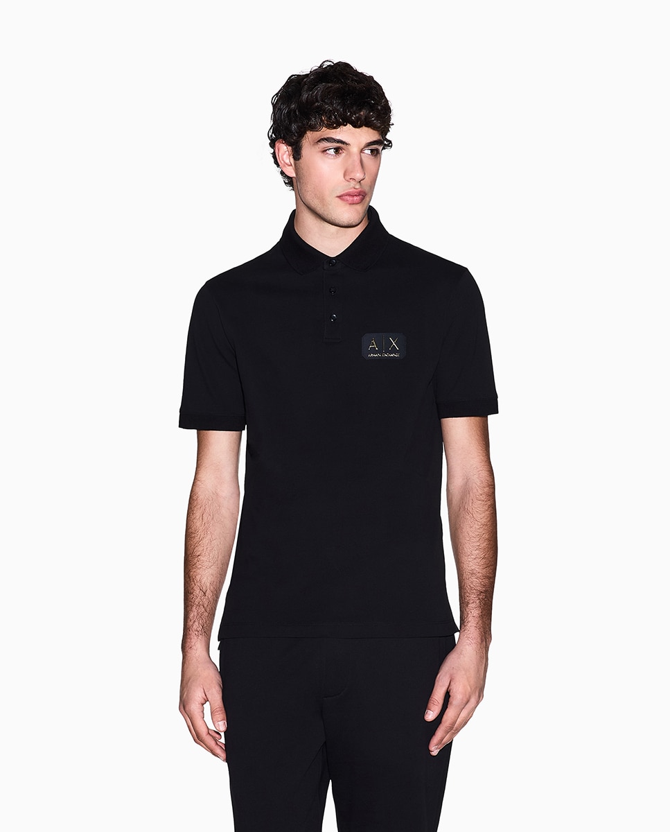 Polo Piqué Regular Fit com Manga Curta Preto-1