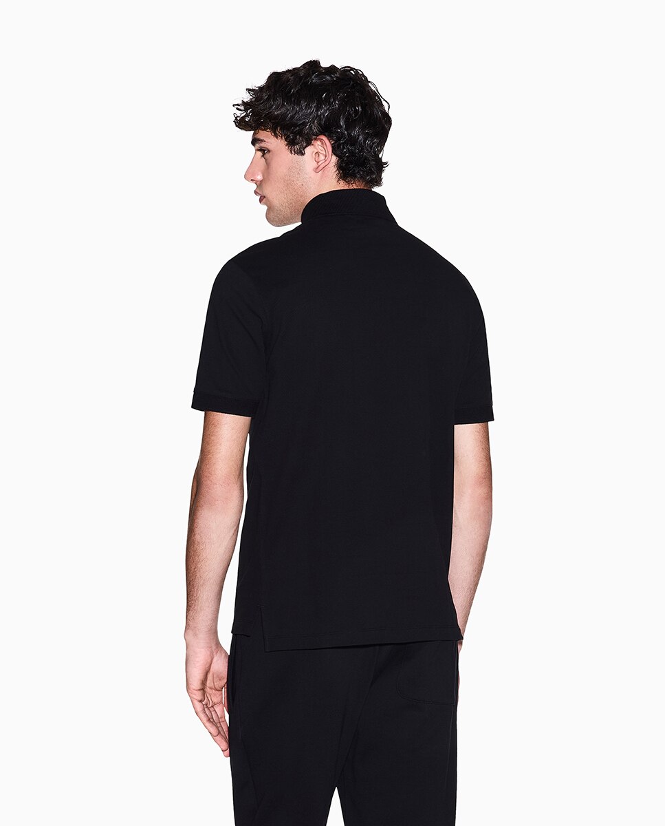 Polo Piqué Regular Fit com Manga Curta Preto-2