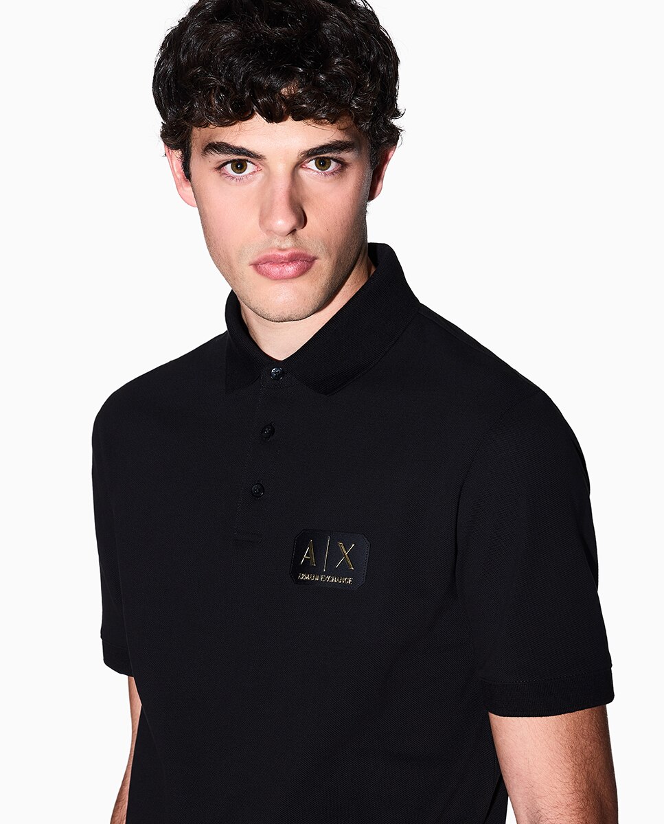 Polo Piqué Regular Fit com Manga Curta Preto-3