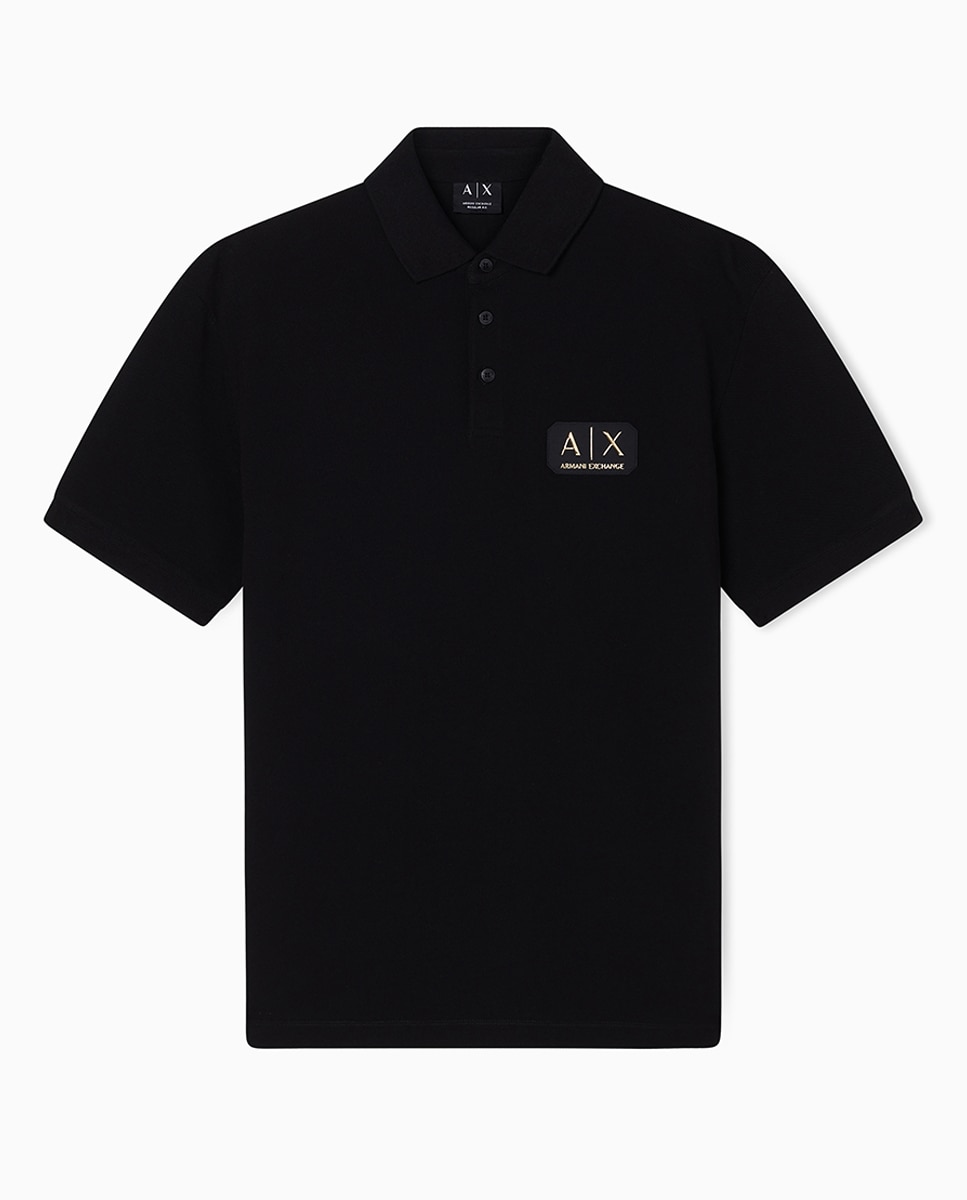 Polo Piqué Regular Fit com Manga Curta Preto-4