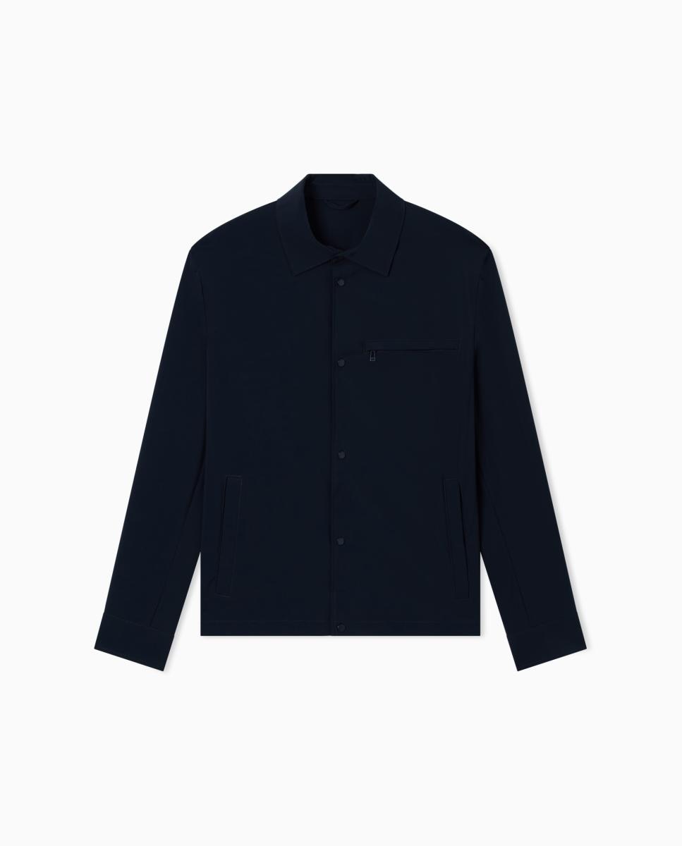 Blusão em Nylon Elástico com Colarinho de Camisa Azul-marinho-3