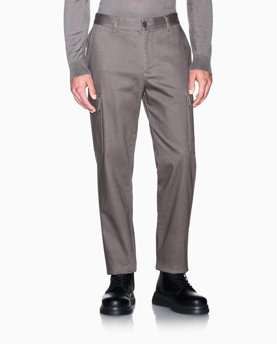 Calças Chino Regular Fit com Bolsos Cargo Taupe-2