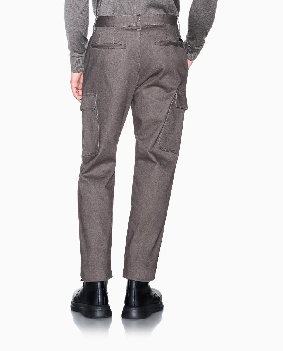 Calças Chino Regular Fit com Bolsos Cargo Taupe-3