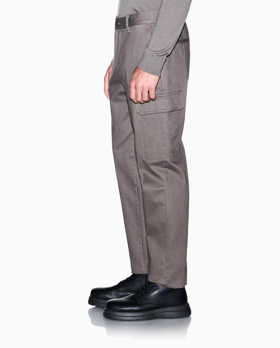Calças Chino Regular Fit com Bolsos Cargo Taupe-5
