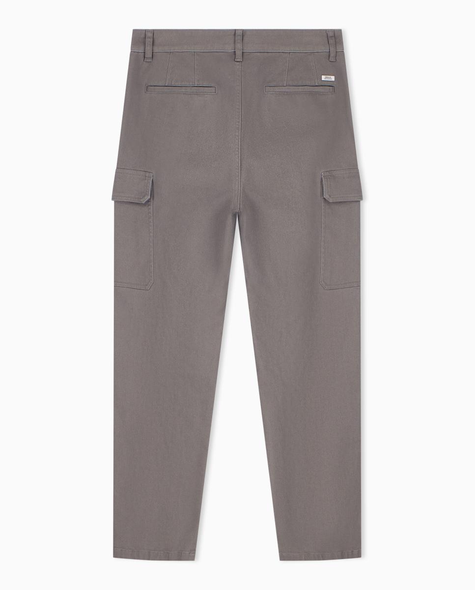 Calças Chino Regular Fit com Bolsos Cargo Taupe-8