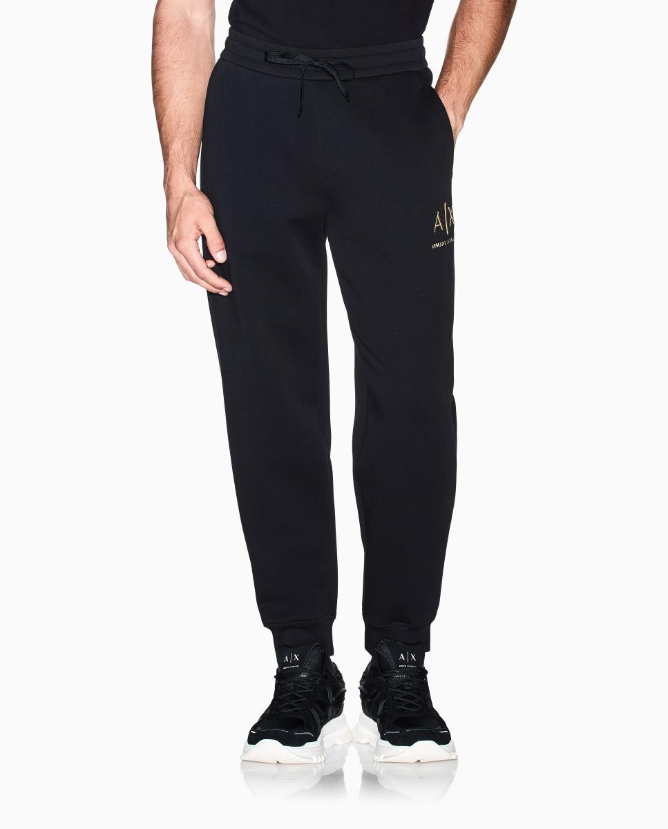 Pantalón deportivo de hombre corte regular con logo gold - Armani Exchange - Negro Negro-2