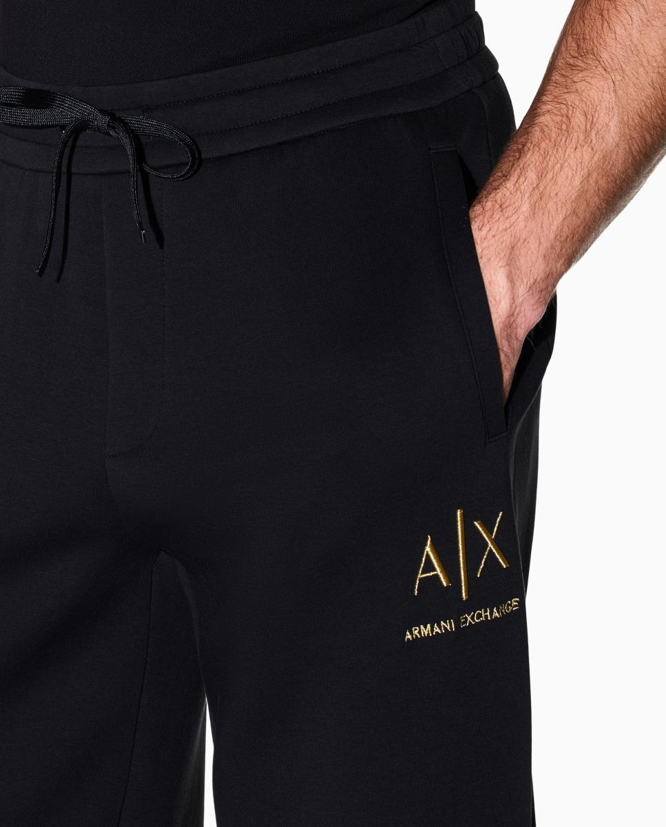 Pantalón deportivo de hombre corte regular con logo gold - Armani Exchange - Negro Negro-5
