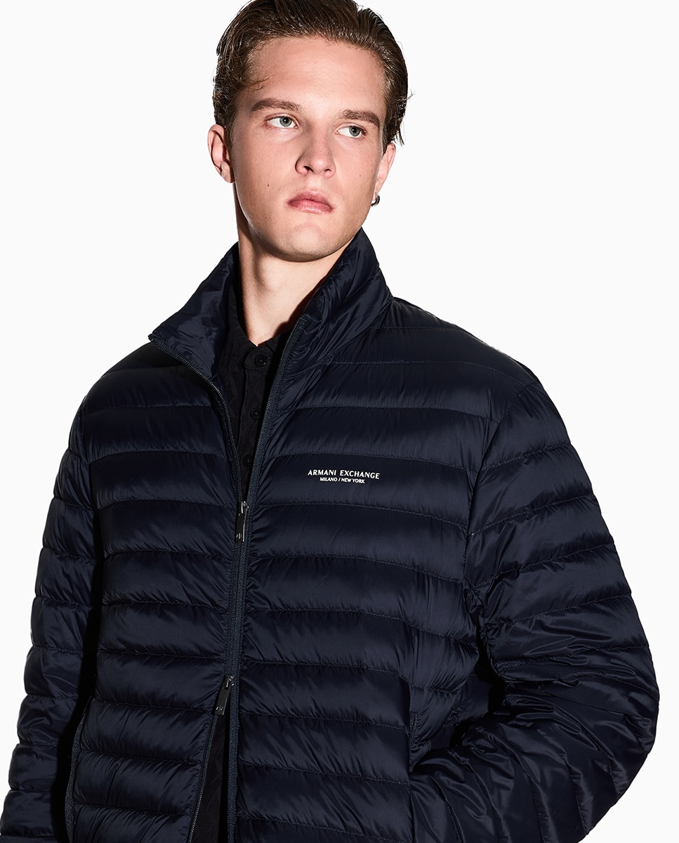 Plumífero de hombre acolchado con cremallera de doble carril - Armani Exchange - Azul marino Azul marino-3