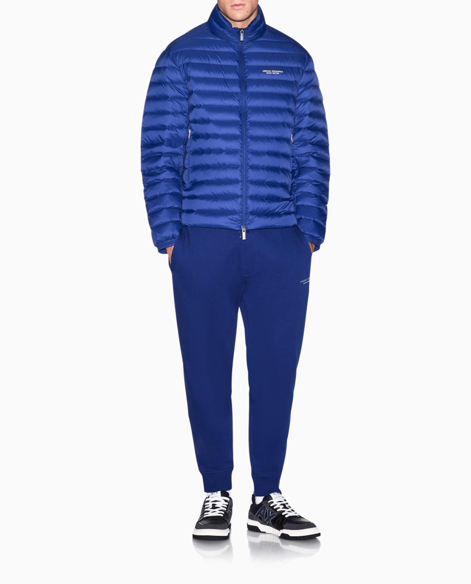 Blusão Acolchoado Curto com Gola Elevada Azul-6