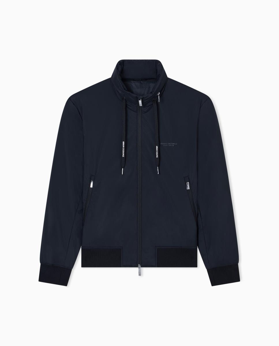 Blusão Bomber em Nylon Acolchoado com Capuz Oculto Preto-4