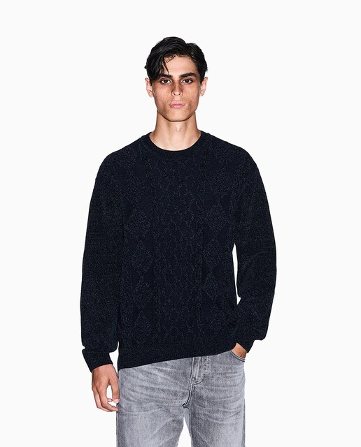 Imagen 0 de Jersey de hombre con detalle trenzado cuello redondo