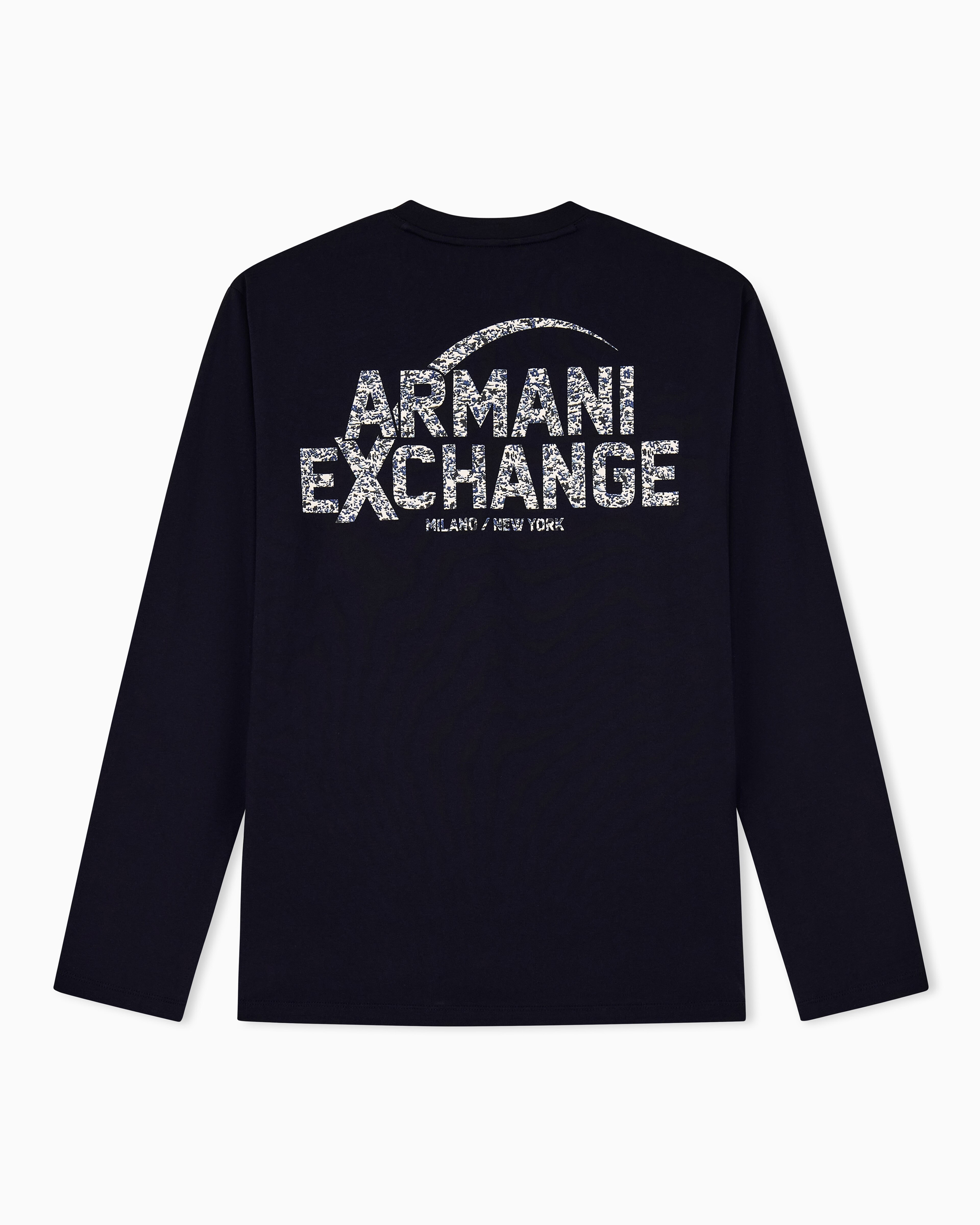 Camisola de Manga Comprida com Estampado à Frente e Atrás Azul-marinho-2