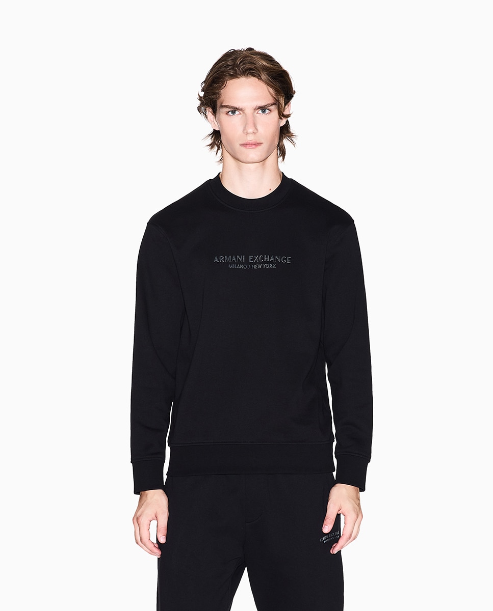 Imagen 0 de Sudadera de hombre con logo a tono cuello redondo Azul marino