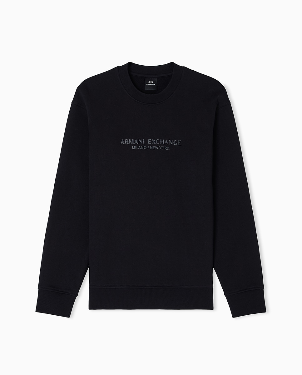 Sudadera de hombre con logo a tono cuello redondo - Armani Exchange - Negro Negro-5