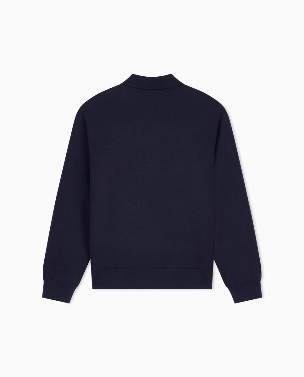 Sweatshirt com Colarinho de Polo e Fecho de Correr Médio Azul-marinho-5
