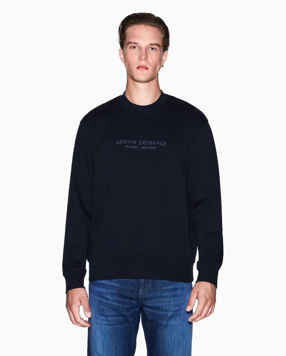 Imagen 0 de Sudadera de hombre con logo a tono cuello redondo Azul marino
