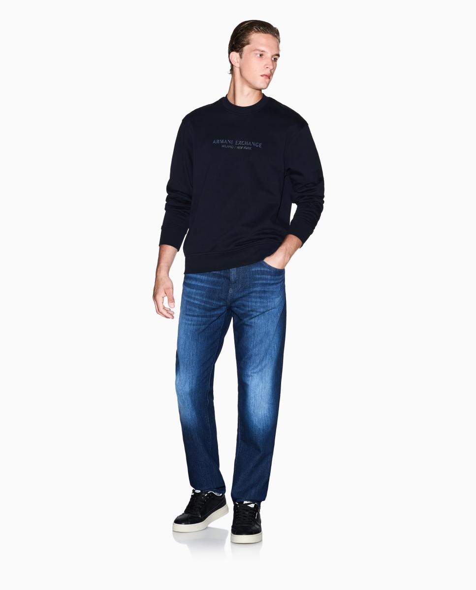 Sudadera de hombre con logo a tono cuello redondo - Armani Exchange - Azul marino Azul marino-6