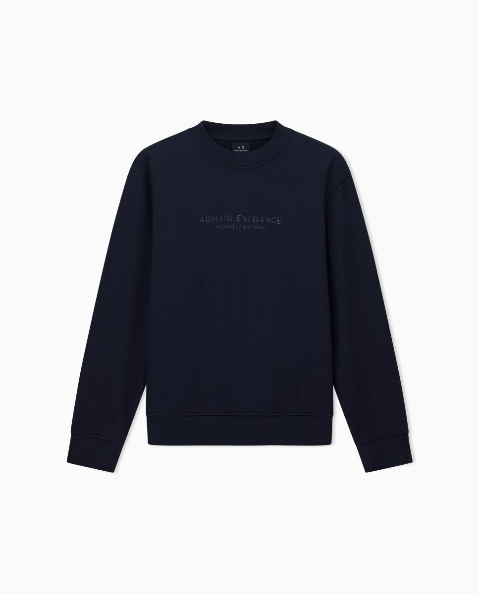 Sudadera de hombre con logo a tono cuello redondo - Armani Exchange - Azul marino Azul marino-5