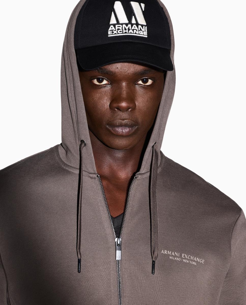 Sweatshirt com Capuz e Fecho de Correr Taupe-3