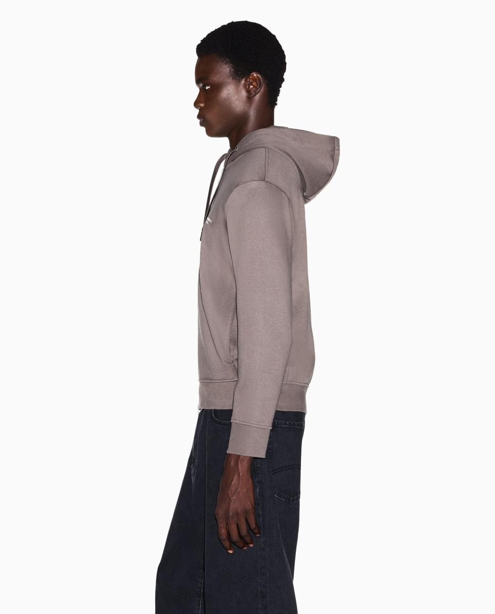 Sweatshirt com Capuz e Fecho de Correr Taupe-4