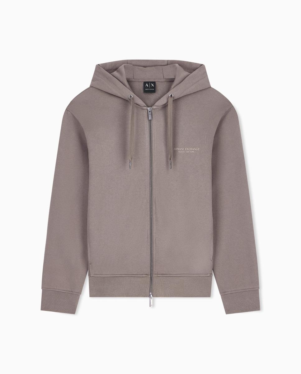 Sweatshirt com Capuz e Fecho de Correr Taupe-6