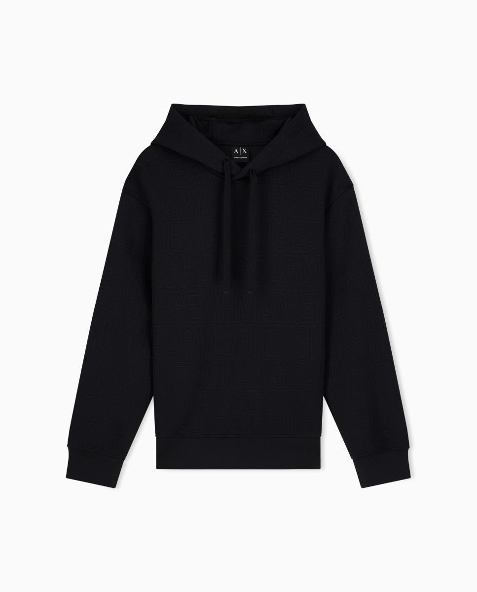 Sweatshirt com All Over Print de Logótipo com Capuz Preto-6