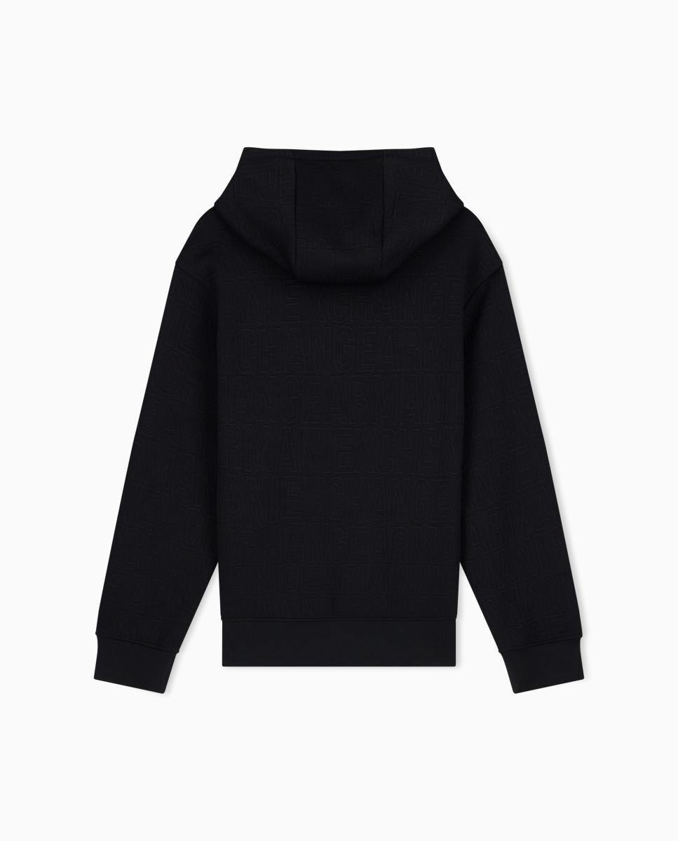 Sweatshirt com All Over Print de Logótipo com Capuz Preto-7
