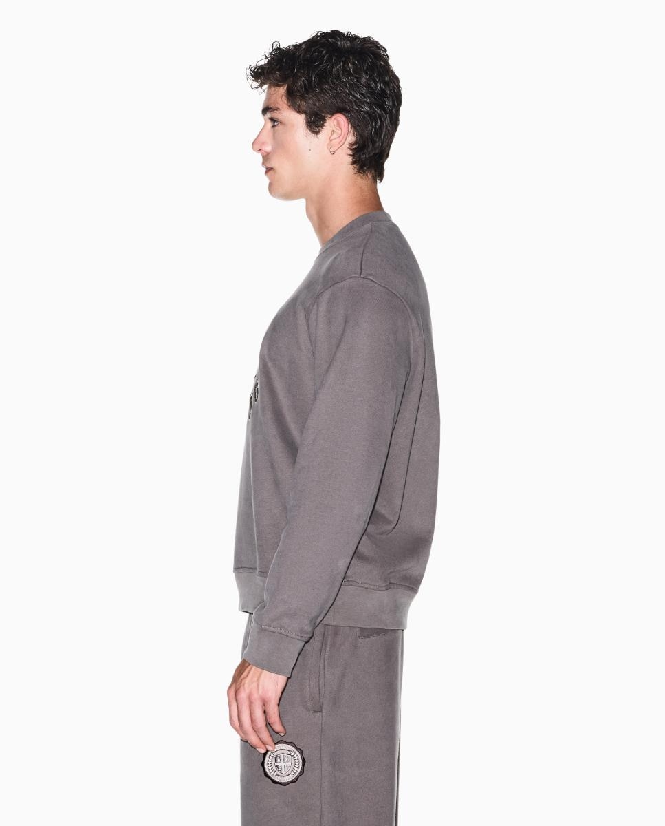 Sweatshirt com Logótipo College Grande e Gola Redonda Taupe-4