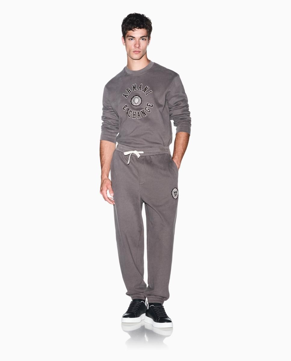 Sweatshirt com Logótipo College Grande e Gola Redonda Taupe-7