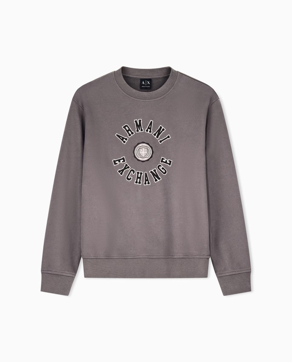 Sweatshirt com Logótipo College Grande e Gola Redonda Taupe-6