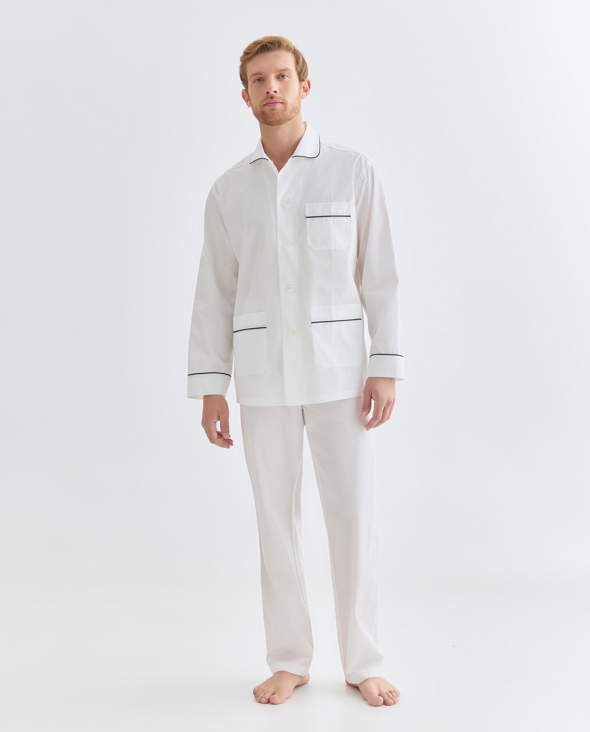 Pijama Comprido Liso Branco-1