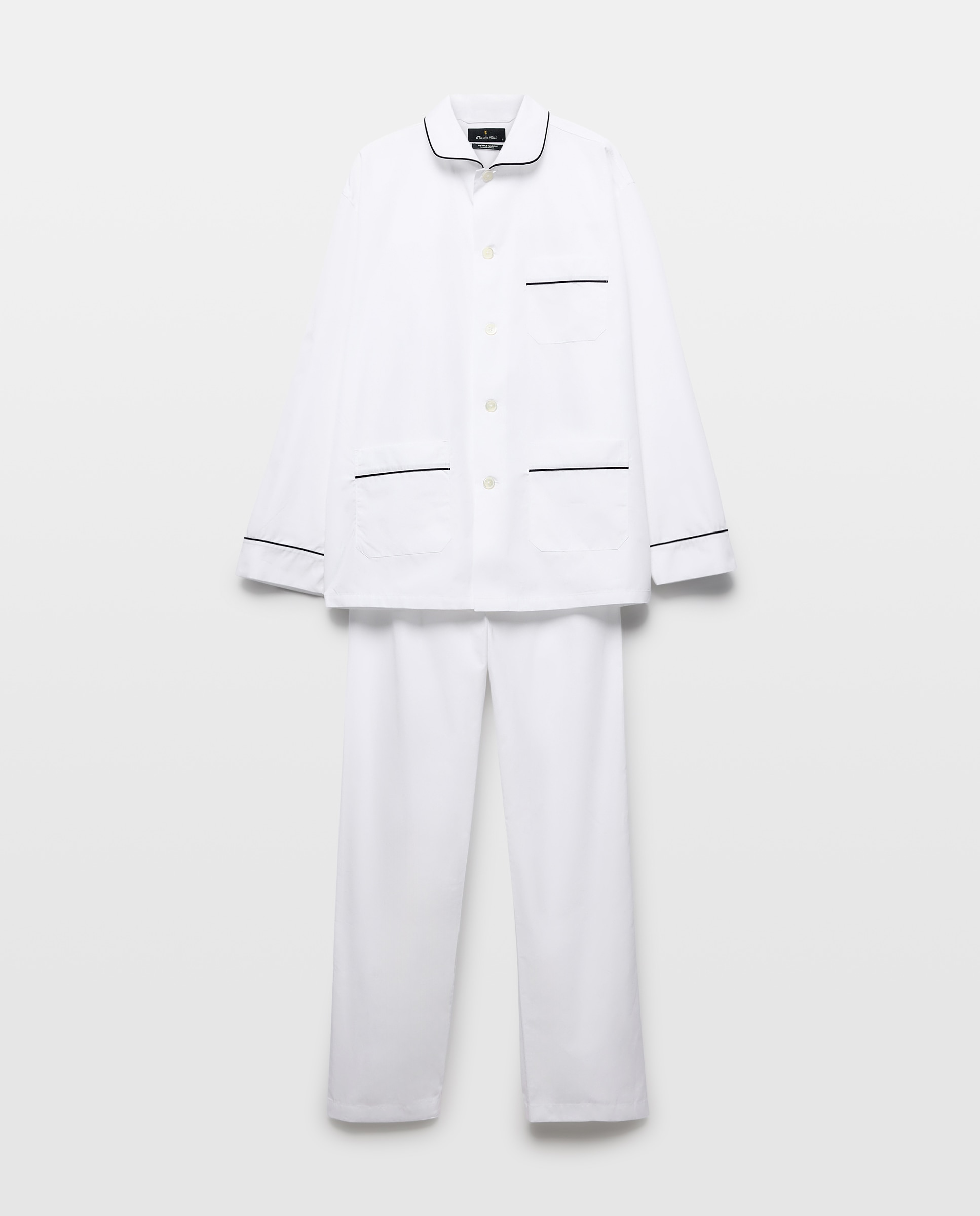 Pijama Comprido Liso Branco-3