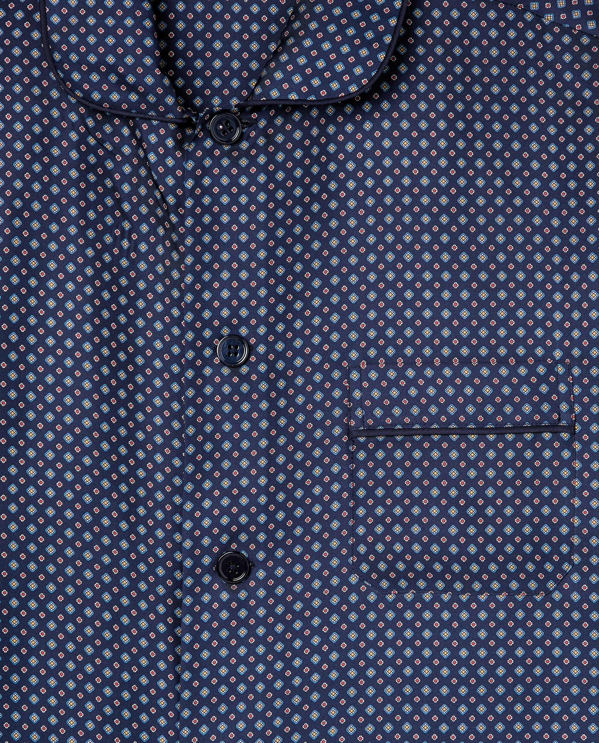 Pijama em Seda com Desenho de Gravata Azul-marinho-5