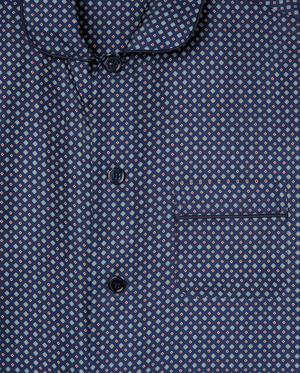 Pijama em Seda com Desenho de Gravata Azul-marinho-5
