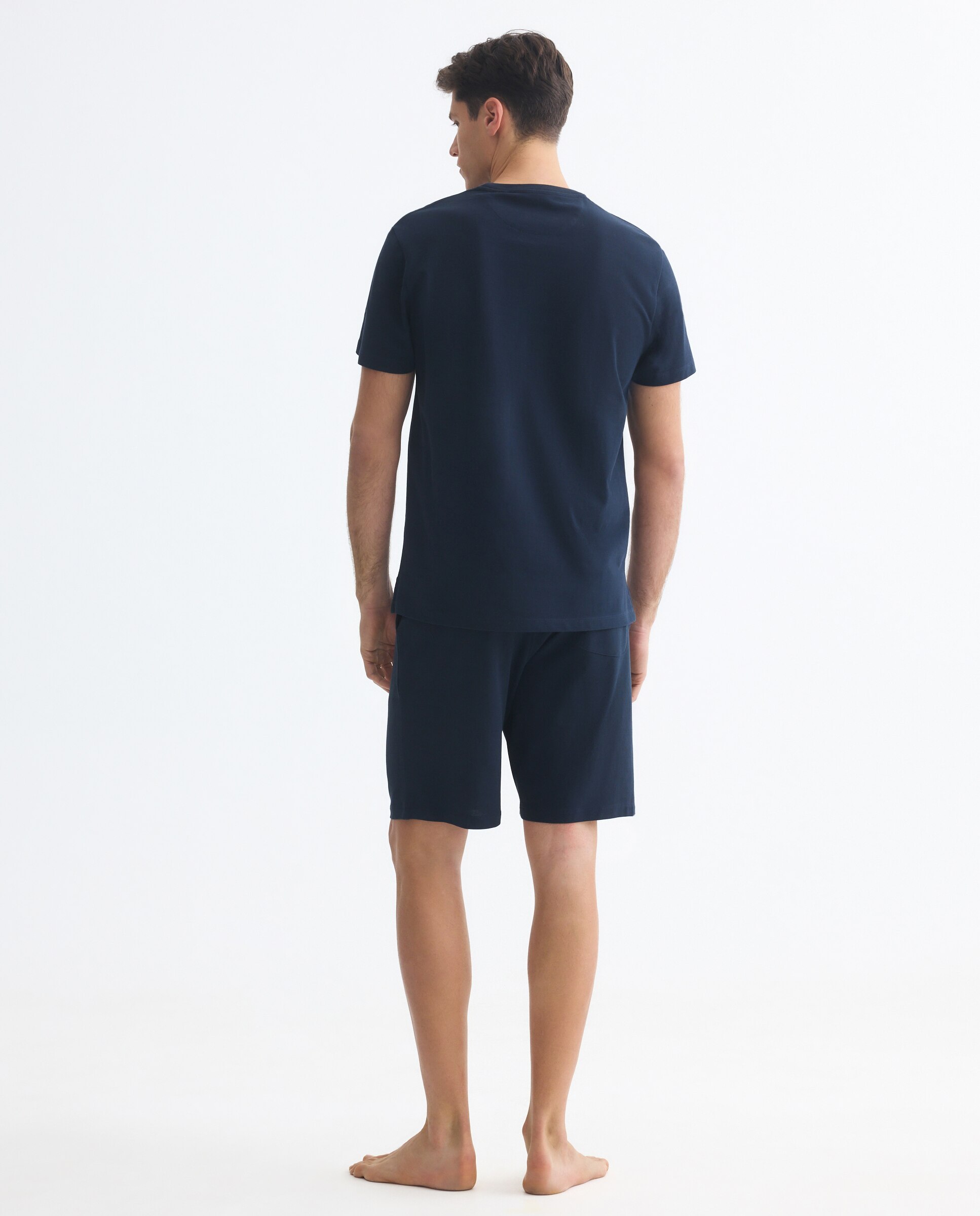 Pijama corto liso hombre. - Dustin - Azul marino Azul marino-2