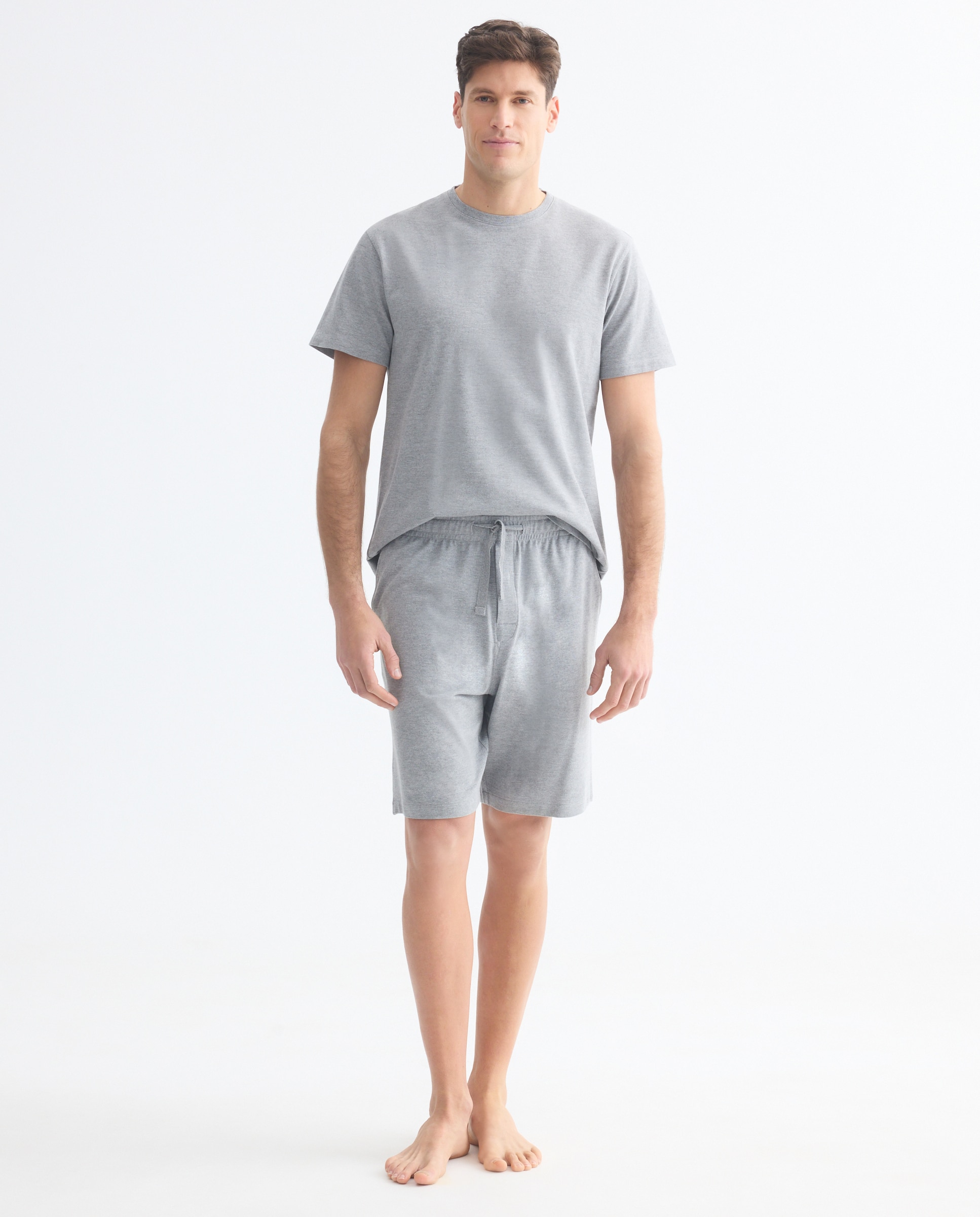 Pijama Curto Liso Cinzento-claro-1