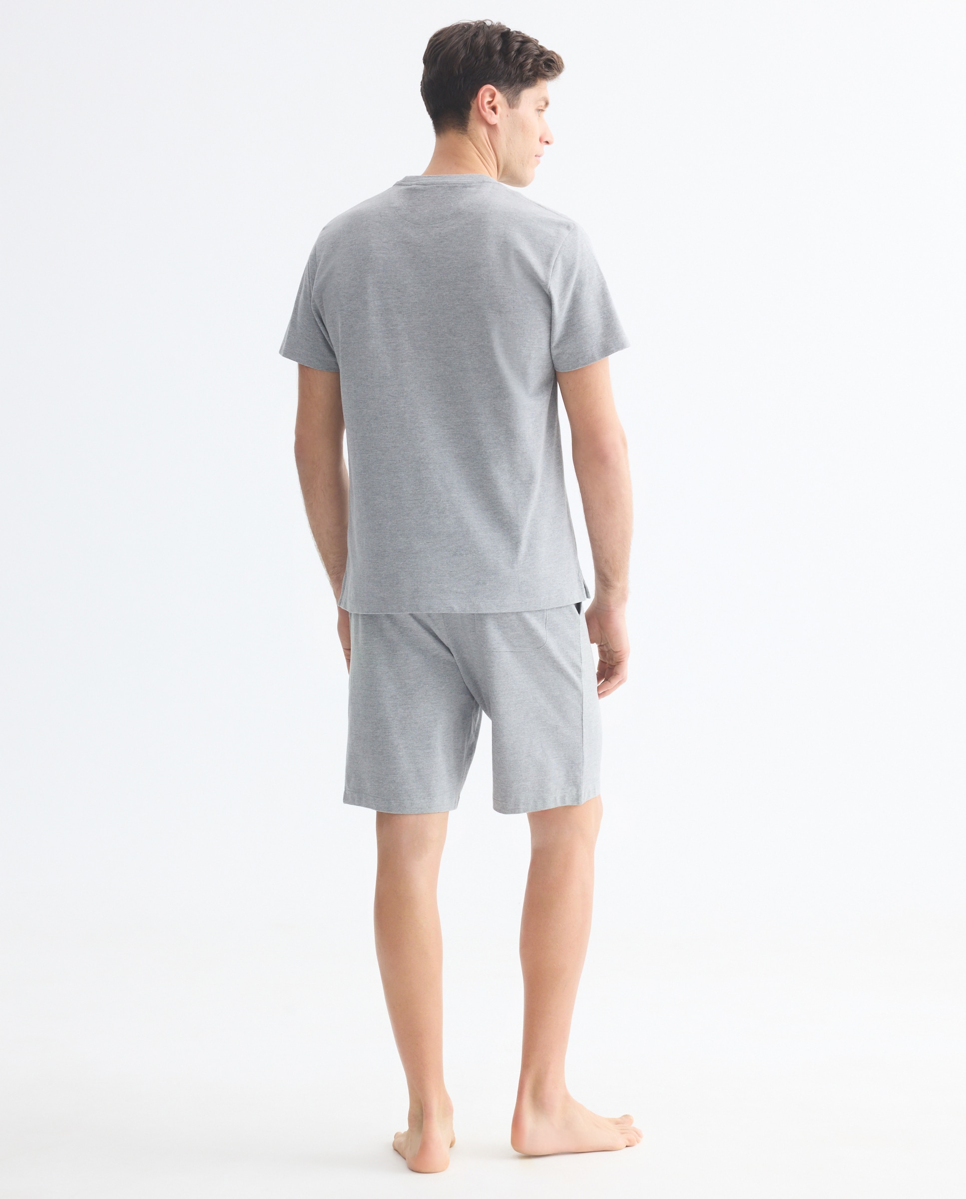 Pijama Curto Liso Cinzento-claro-2