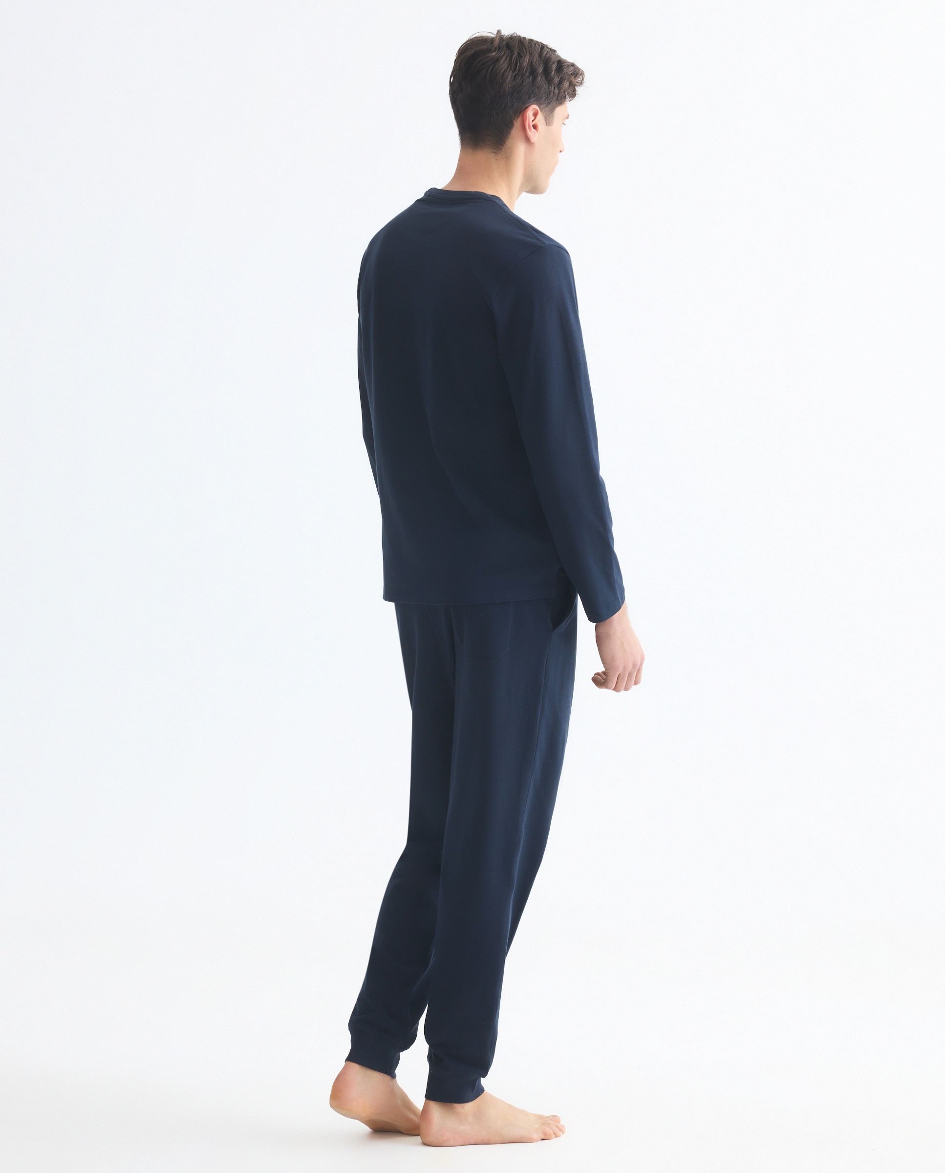 Pijama largo liso hombre. - Dustin - Azul marino Azul marino-2