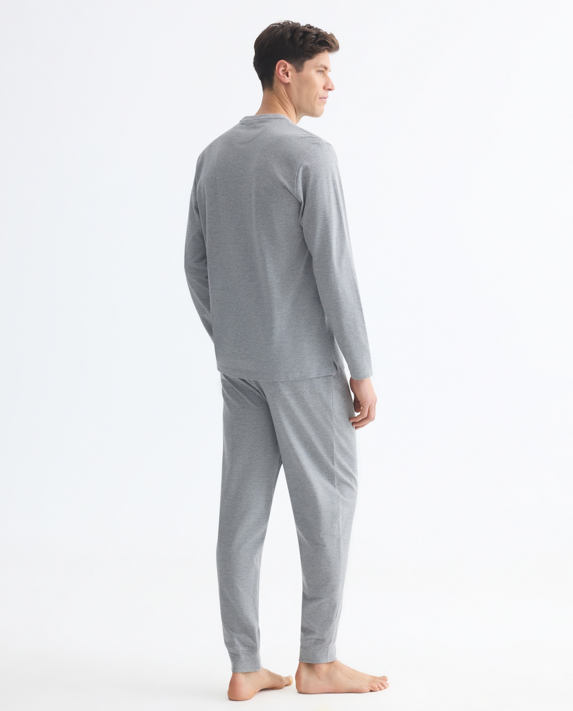 Pijama Comprido Liso Cinzento-claro-2
