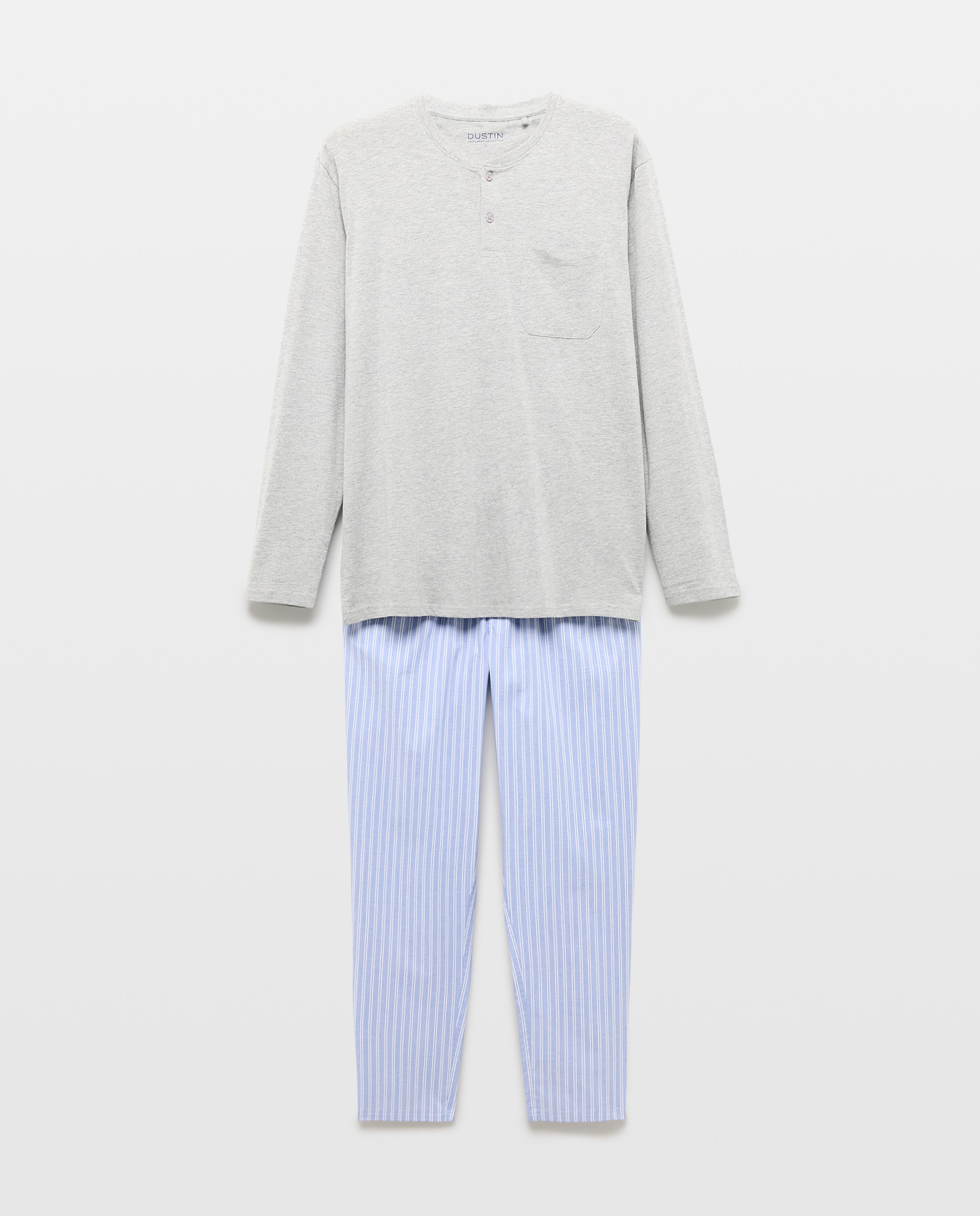 Pijama Misto Comprido Cinzento-claro-3