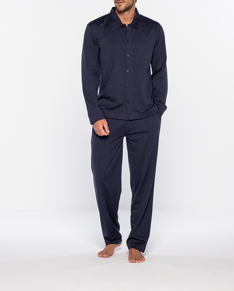 Pijama largo de hombre azul - Punto Blanco - Azul marino Azul marino-1