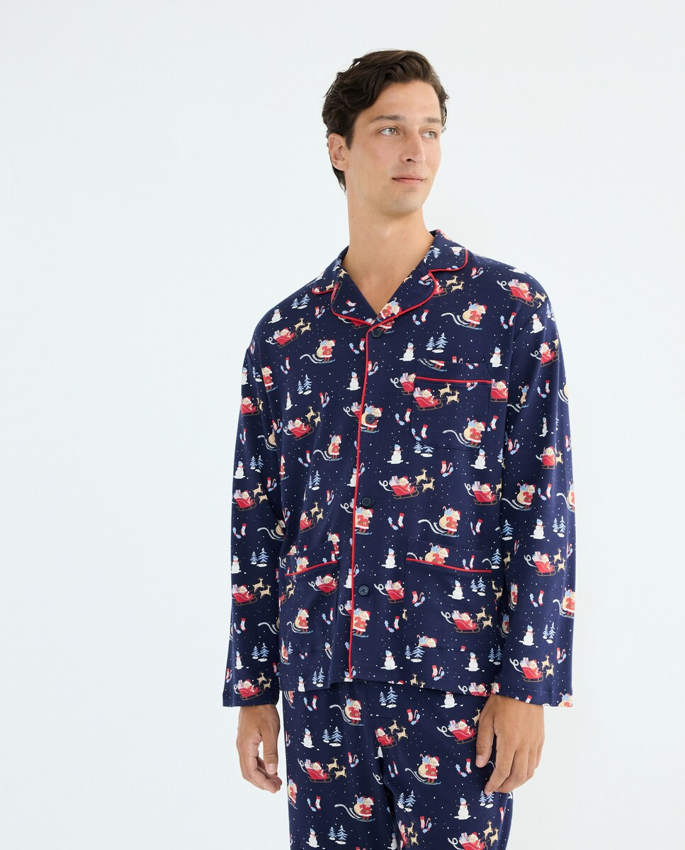 Pijama de Natal Azul-marinho-2