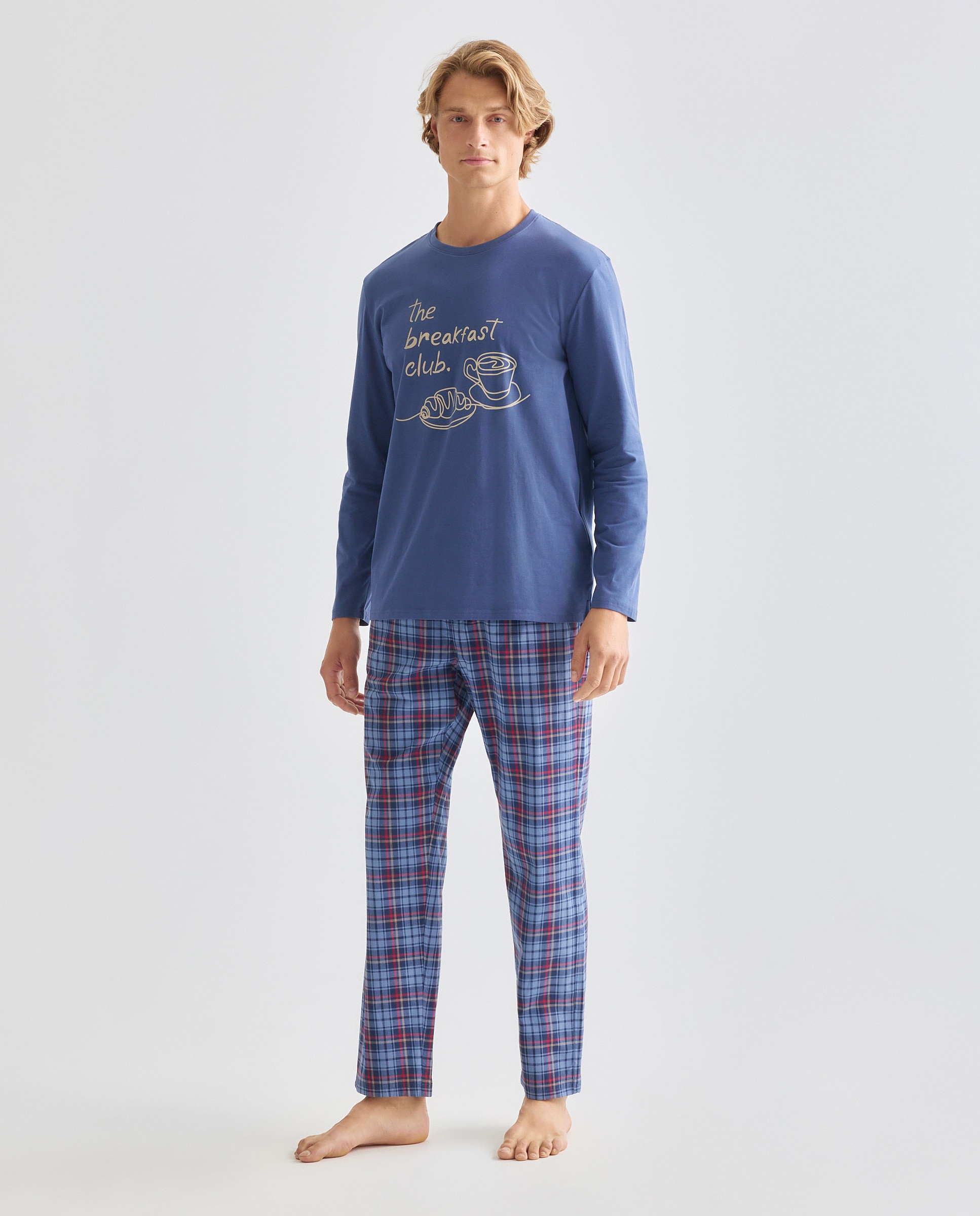 Imagen 0 de Pijama largo mixto fantasía de hombre Burdeos