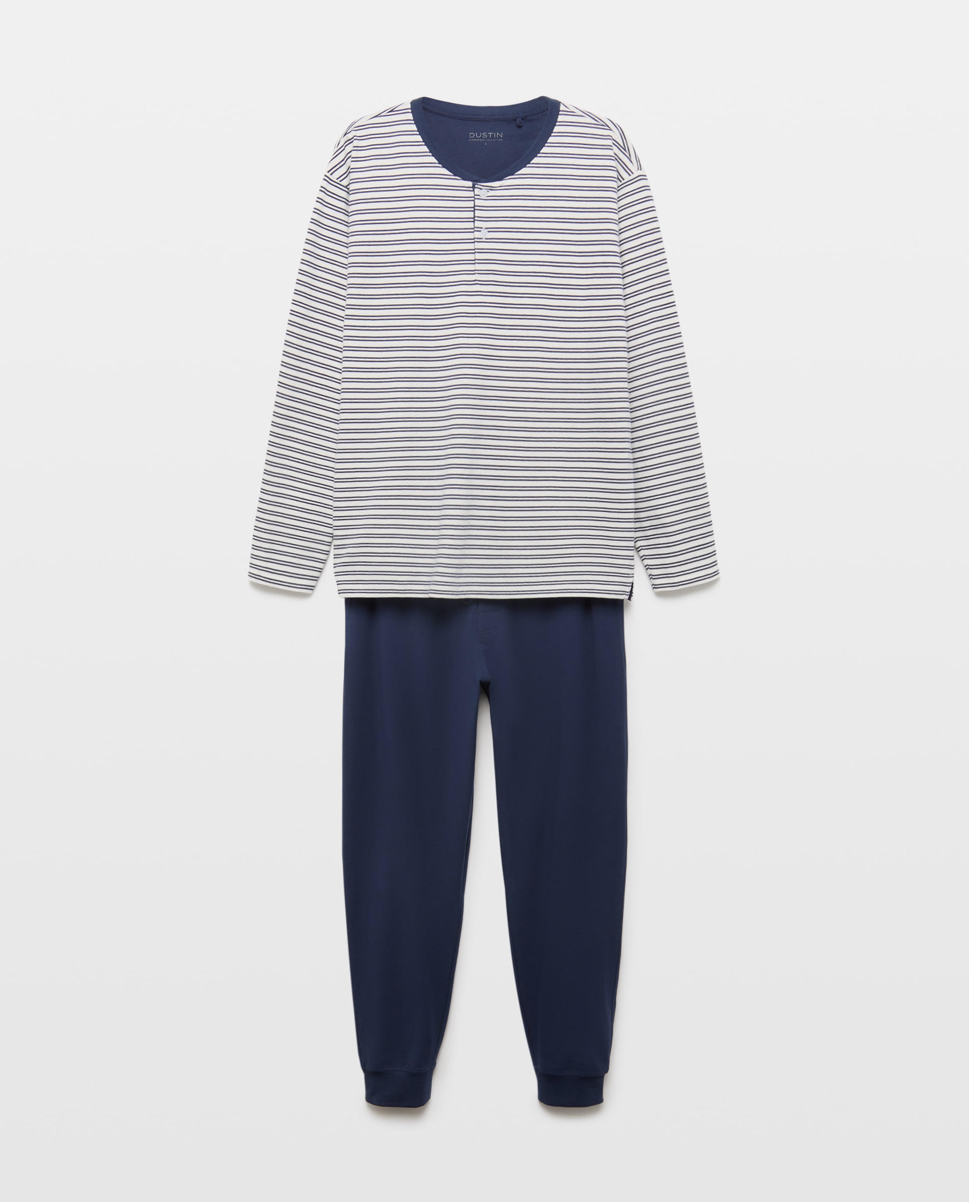 Pijama largo de punto rayas algodón - Dustin - elastano de hombre - Azul Azul-3