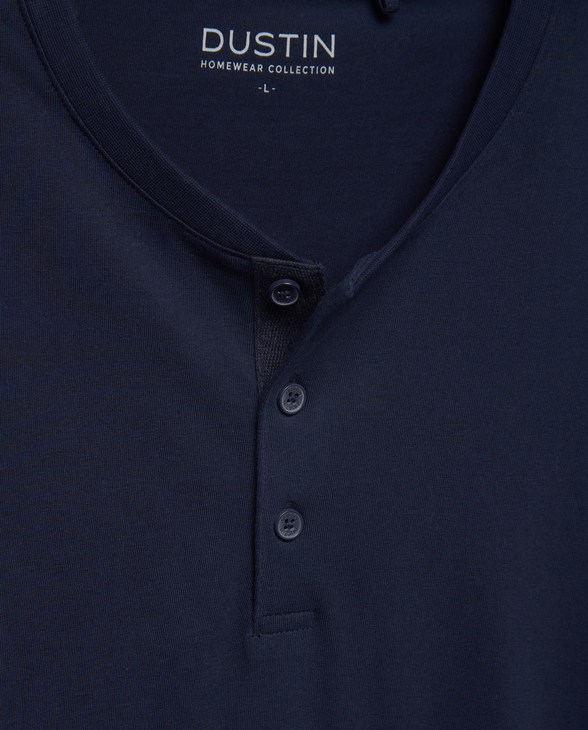 Camiseta manga larga cuello botones lisa 100% algodón de hombre - Dustin - Azul marino Azul marino-5